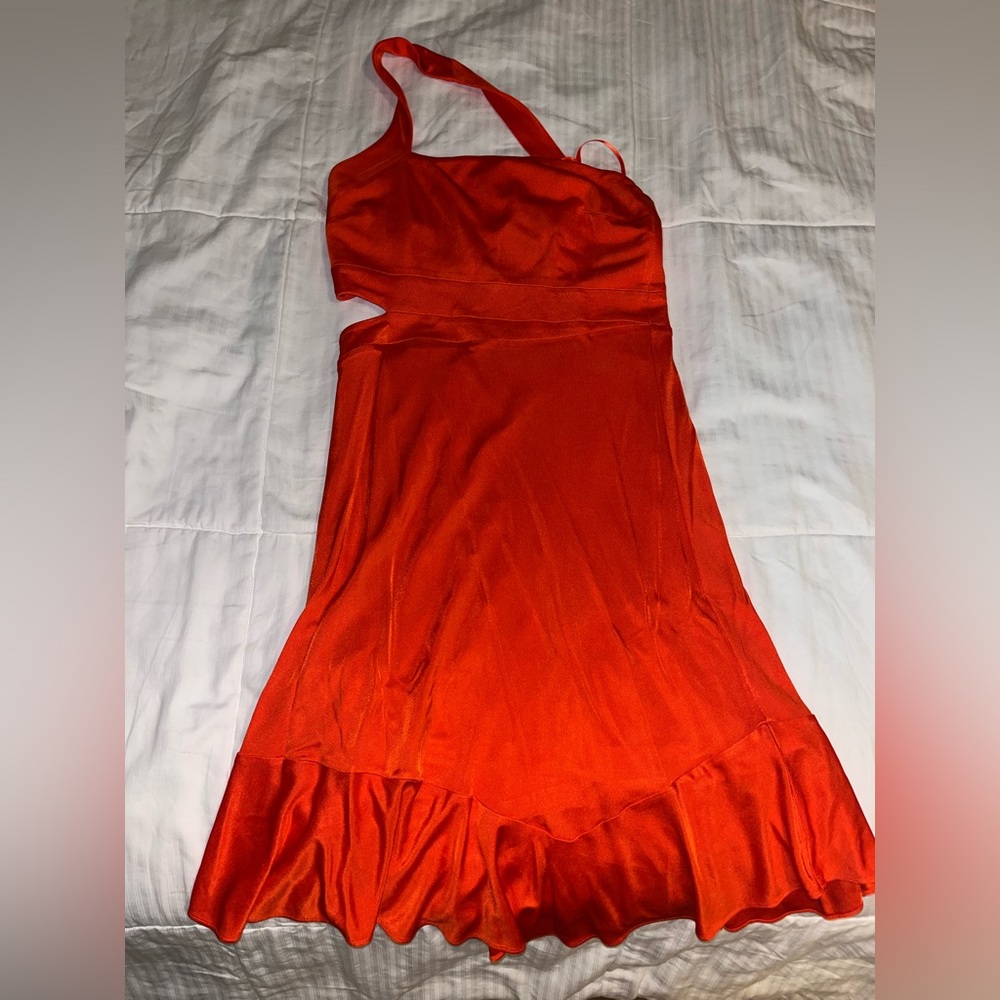 BCBG orange one strap dress size M